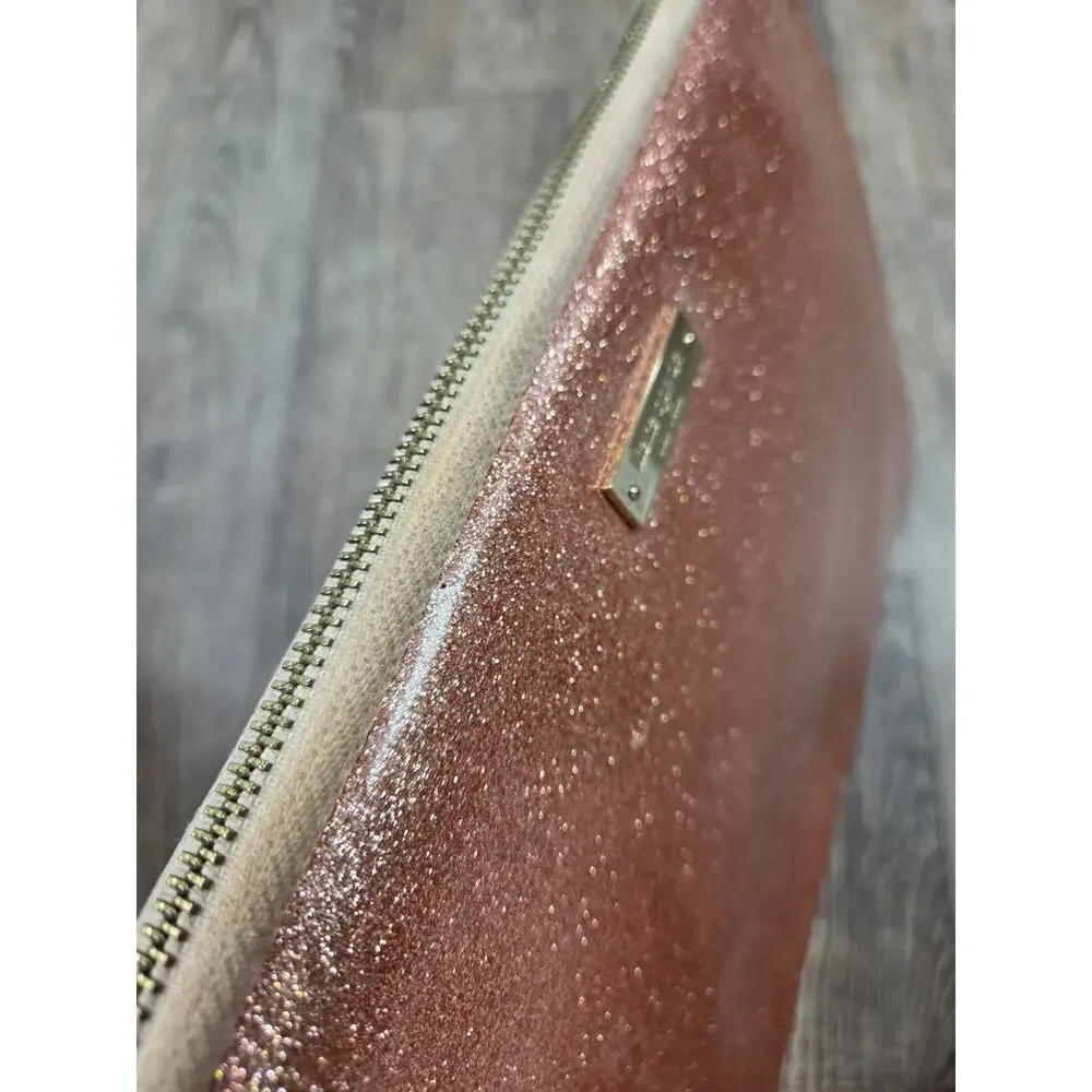 Kate Spade New York Rose Gold Glitter Sleeve for 13” Laptop Padded Zippered